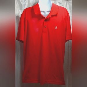 Izod Polo Shirt Men, Red, Short Sleeve, Gold, Tennis, Sports Activewear, Casual
